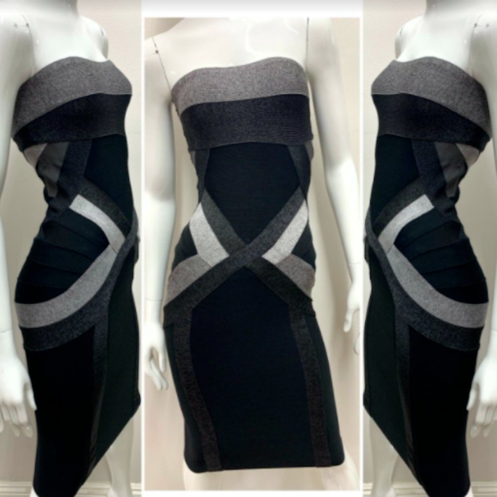Herve Leger Strapless Bandage Dress, Size S